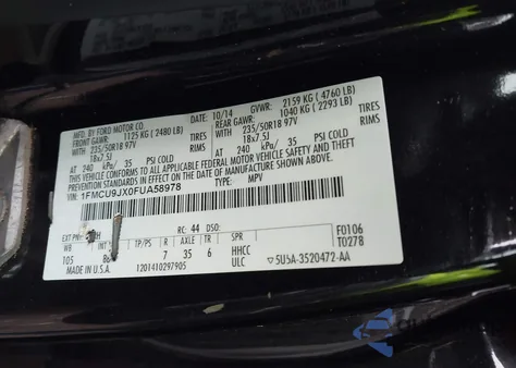 2015 Ford Escape Titanium из США, поврежденный, VIN 1FMCU9JX0FUA58978